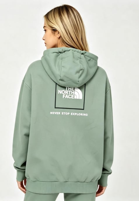 The North Face Womens Back New Fine Box Hoodie in Green - Image 2