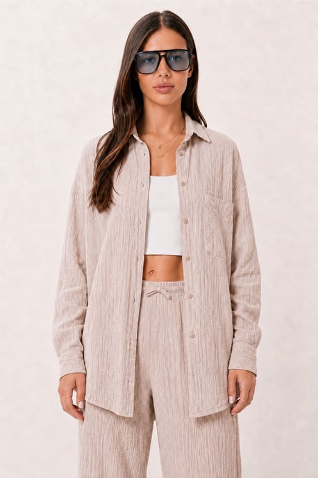 High Waist Wide Leg Two-Piece Co-ord Set with Shirt Collar - Image 3