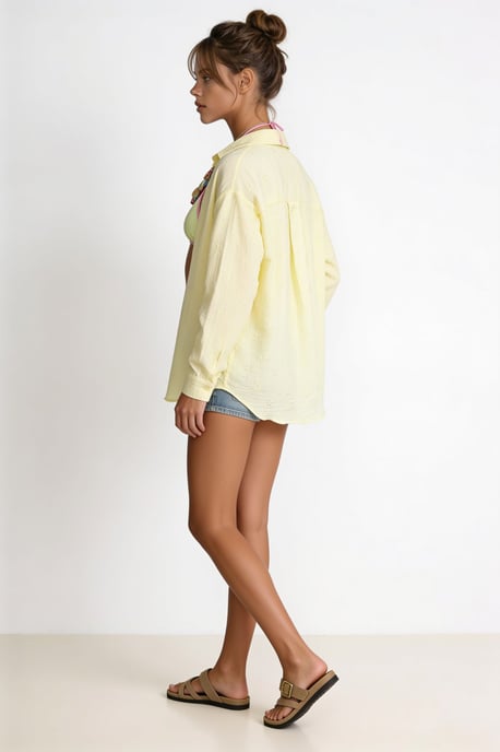 Getextureerde Geborduurde Lange Mouwen Shirt met Knopsluiting - Image 4