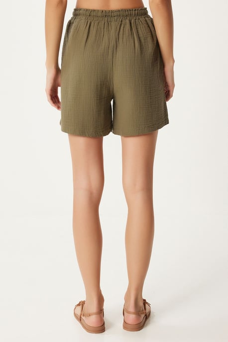 High Waist Wide Leg Cotton Shorts - Image 5