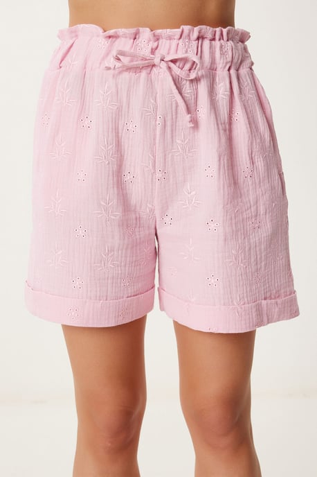 High Waist Drawstring Mini Shorts with Binding Detail - Image 4