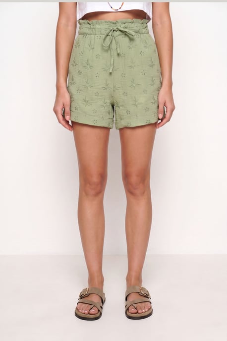 High Waist Drawstring Mini Shorts with Binding Detail - Image 4