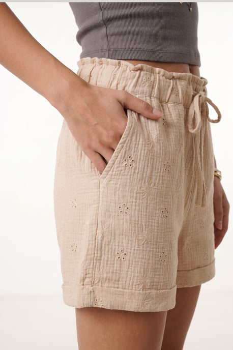 High Waist Drawstring Mini Shorts with Binding Detail - Image 4