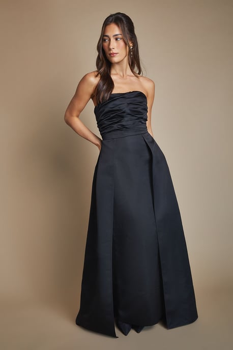 Bandeau Structured Column Maxi Bridesmaid Dress With Overskirt - Image 4