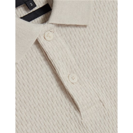 Ted Baker Redman Regular Textured Ecru Polo Shirt - Image 6