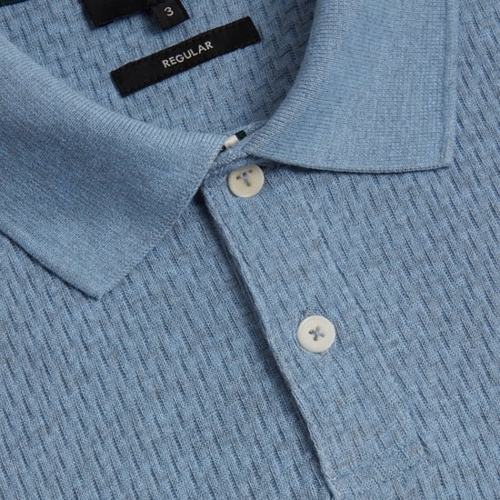 Ted Baker Redman Regular Getextureerd Lichtblauw Poloshirt - Image 2