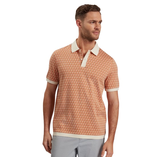 Ted Baker Hamishs Jacquard Stripe Geo Camel Polo Shirt - Image 2