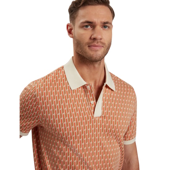 Ted Baker Hamishs Jacquard Stripe Geo Camel Polo Shirt - Image 3