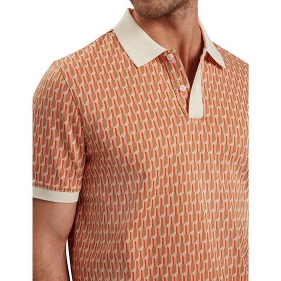 Ted Baker Hamishs Jacquard Stripe Geo Camel Polo Shirt - Image 4