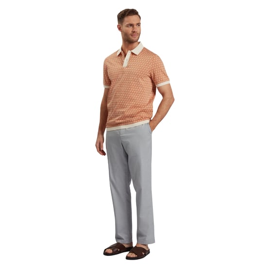 Ted Baker Hamishs Jacquard Stripe Geo Camel Polo Shirt - Image 6