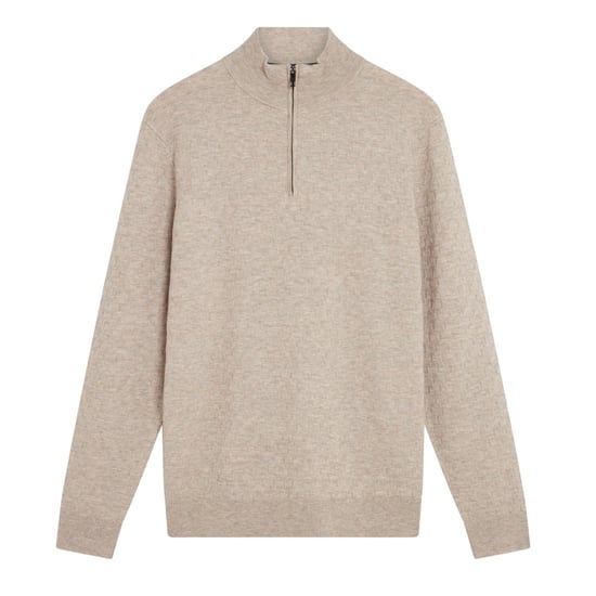 Ted Baker Kurnle T-söm Stickad Kamelfärgad Tröja Med Halv Dragkedja - Image 1