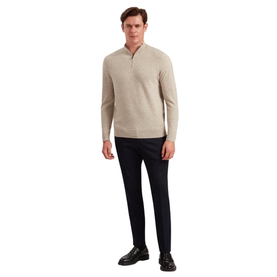 Ted Baker Kurnle T-söm Stickad Kamelfärgad Tröja Med Halv Dragkedja - Image 3