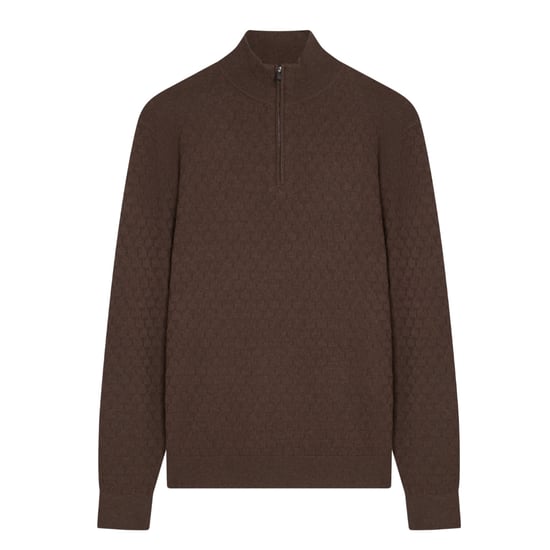 Ted Baker Kurnle T-söm Stickad Halv Dragkedja Brun Tröja - Image 1