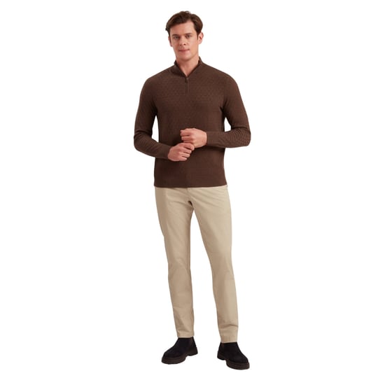 Ted Baker Kurnle T-söm Stickad Halv Dragkedja Brun Tröja - Image 3