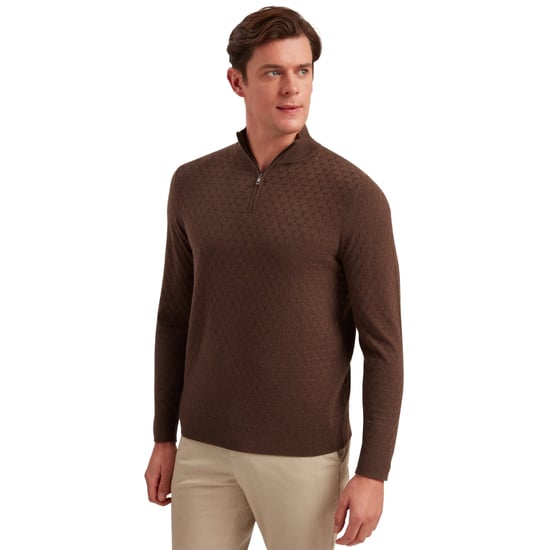 Ted Baker Kurnle T-söm Stickad Halv Dragkedja Brun Tröja - Image 4