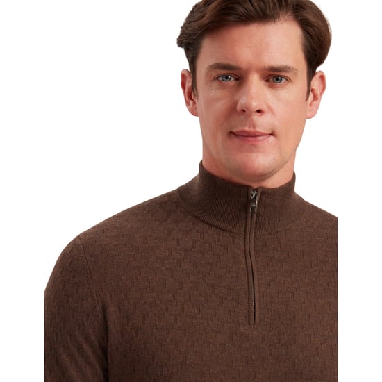 Ted Baker Kurnle T-söm Stickad Halv Dragkedja Brun Tröja - Image 5