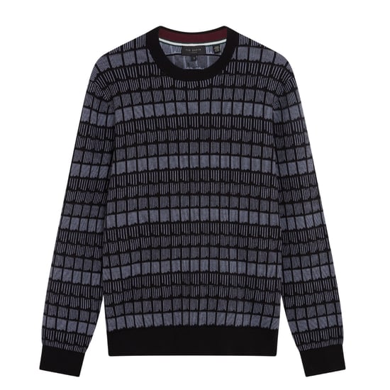 Ted Baker Osburn Regular Fit Jacquard Black Crewneck Jumper - Image 1