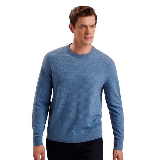 Ted Baker Loung T Stitch Crew Neck Blue Jumper - Image 4