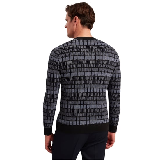 Ted Baker Osburn Regular Fit Jacquard Black Crewneck Jumper - Image 3