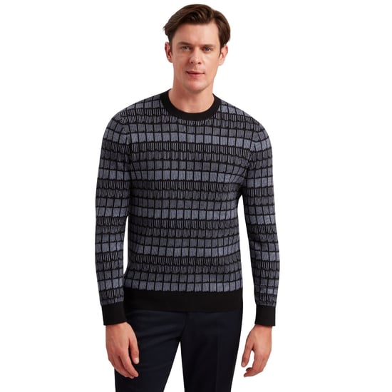 Ted Baker Osburn Regular Fit Jacquard Black Crewneck Jumper - Image 4