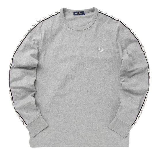 Fred Perry T-shirt Met Lange Mouwen En Getaped Patroon In Staalgrijs - Image 1