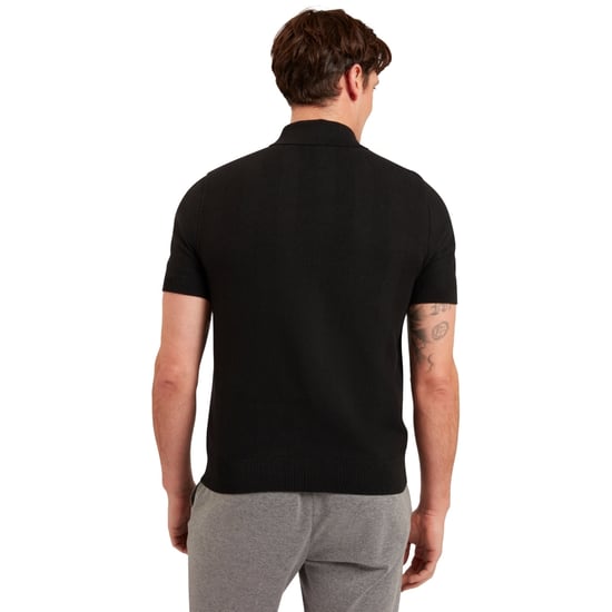 Ted Baker Fourd Herringbone Stitch Zip Black Polo Shirt - Image 2