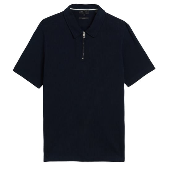 Ted Baker Elgrave Regular Getextureerde Polo Met Halve Rits In Marineblauw - Image 1
