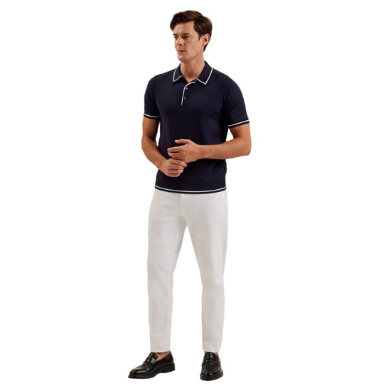 Ted Baker Dunow Marinblå Pointelle Diamantpoloskjorta - Image 2