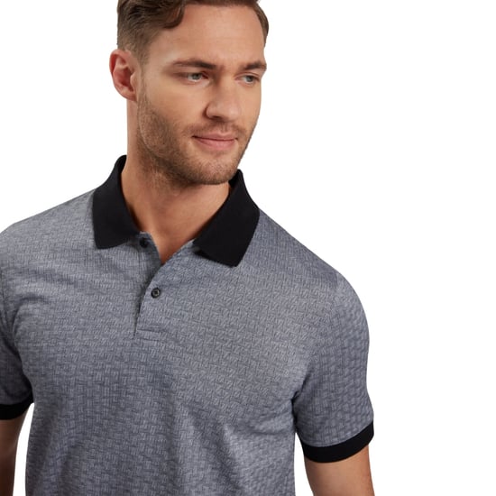 Ted Baker Auguso Regular Tonal Jacquard Navy Polo Shirt - Image 3