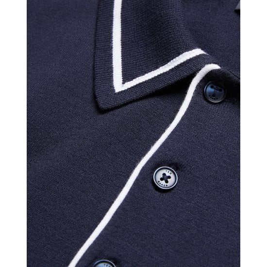 Ted Baker Dunow Marinblå Pointelle Diamantpoloskjorta - Image 3