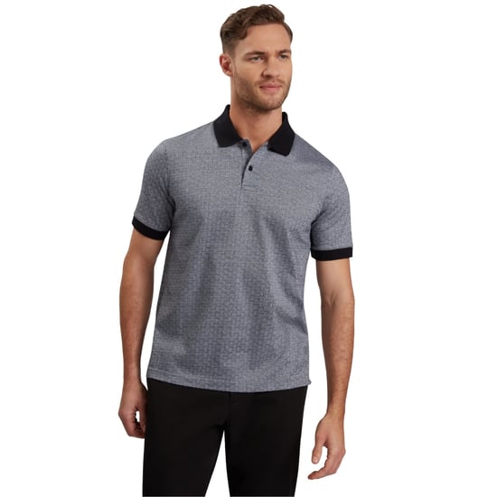 Ted Baker Auguso Regular Tonal Jacquard Navy Polo Shirt - Image 4