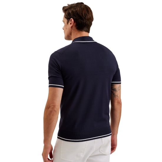 Ted Baker Dunow Marinblå Pointelle Diamantpoloskjorta - Image 5