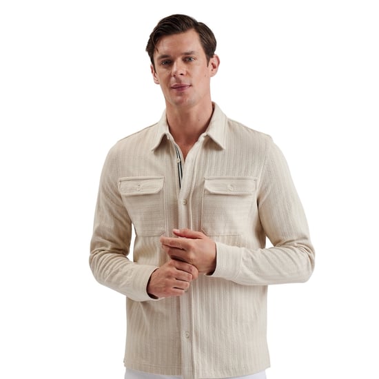 Ted Baker Belza Regular Fit Textured Beige Shirt - Image 4