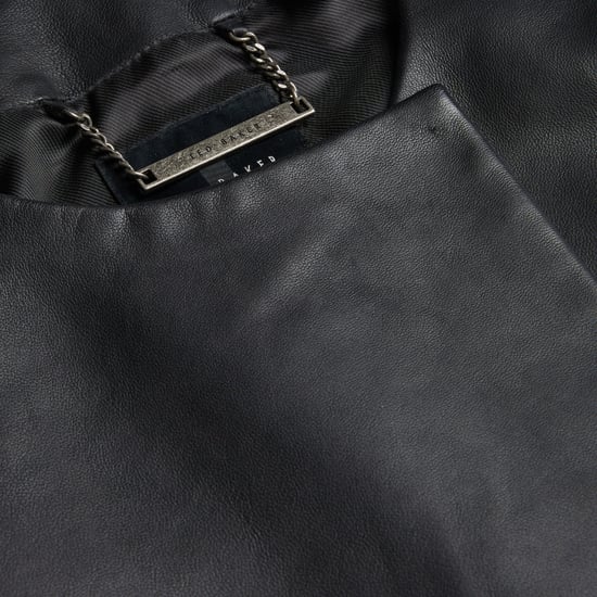 Ted Baker Obino Short Sleeve Black Leather Open Front Jacket - Image 3