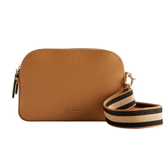 Ted Baker Darcelo Branded Webbing Leather Taupe Camera Bag - Image 1