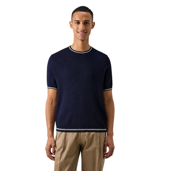 Ted Baker Eriks Regular T-shirt Met Textuur Aan De Voorkant, Marineblauw - Image 2