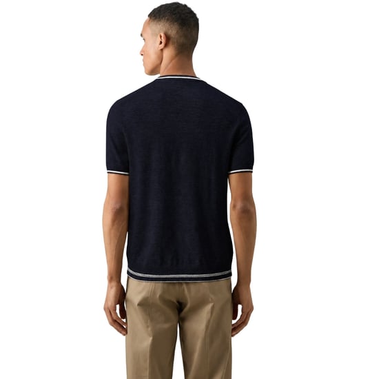 Ted Baker Eriks Regular T-shirt Met Textuur Aan De Voorkant, Marineblauw - Image 3