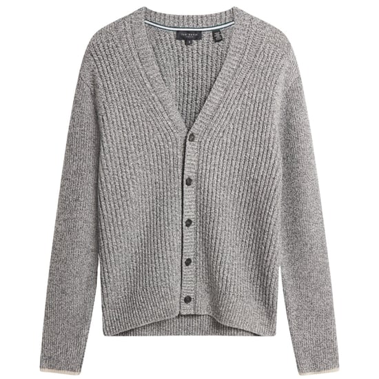 Ted Baker Alman Geribbeld Grijs Vest Met Knoopsluiting - Image 1