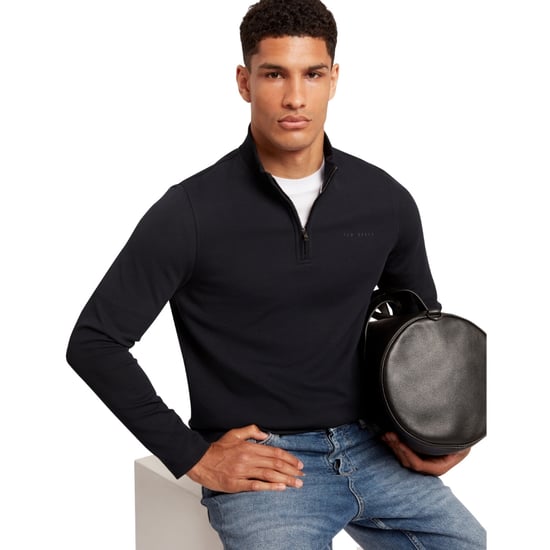 Ted Baker Crabtre Branded Honeycomb Trim Navy Quarter Zip - Image 5