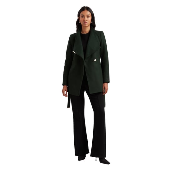 Ted Baker Ross Short Belted Wool Dark Green Wrap Coat - Image 1