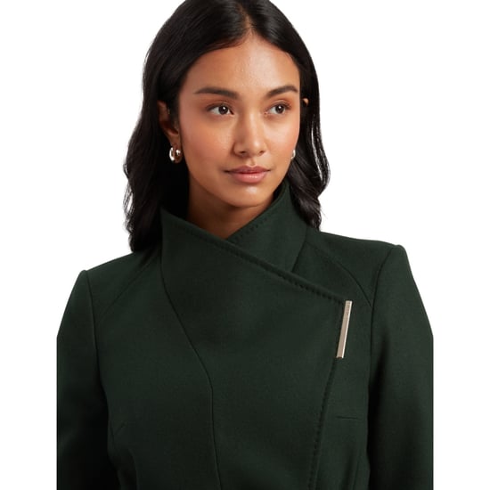 Ted Baker Ross Short Belted Wool Dark Green Wrap Coat - Image 3
