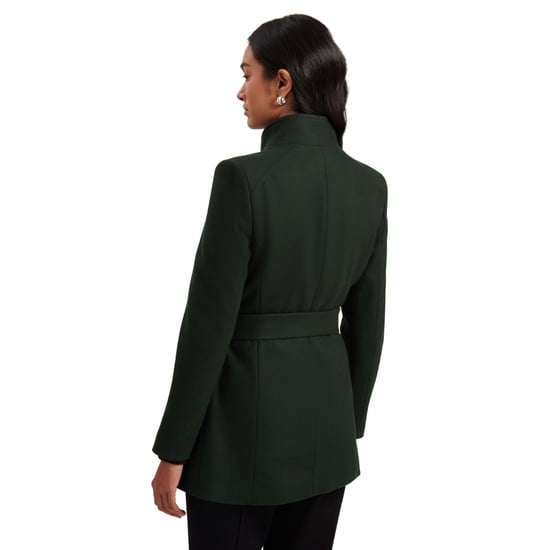 Ted Baker Ross Short Belted Wool Dark Green Wrap Coat - Image 4