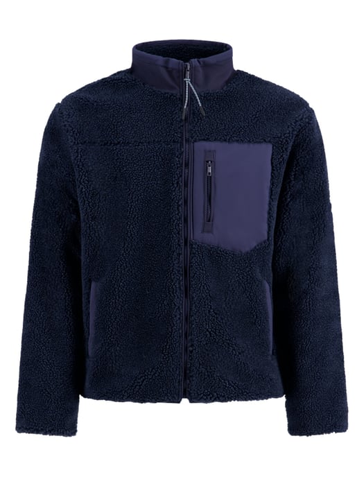 A Fish Named Fred fleece jas donkerblauw effen - Image 1