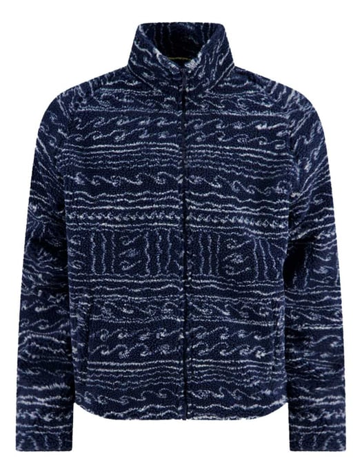 A Fish Named Fred fleece jas geprint donkerblauw - Image 1