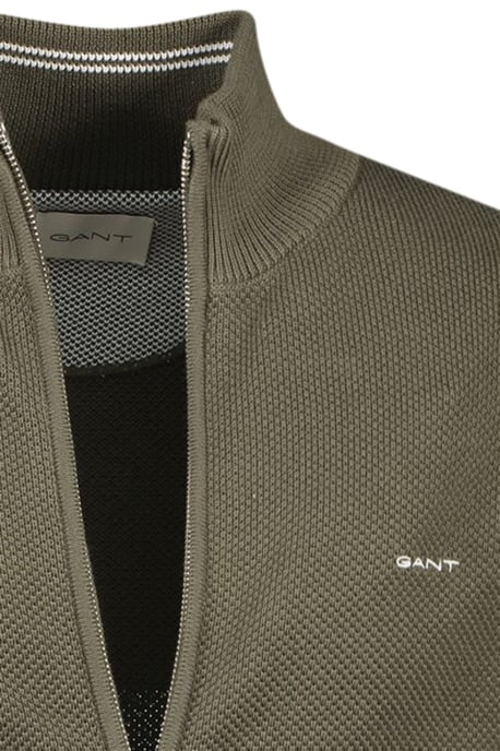 Gant vest groen rits effen 100% katoen opstaande kraag - Image 3