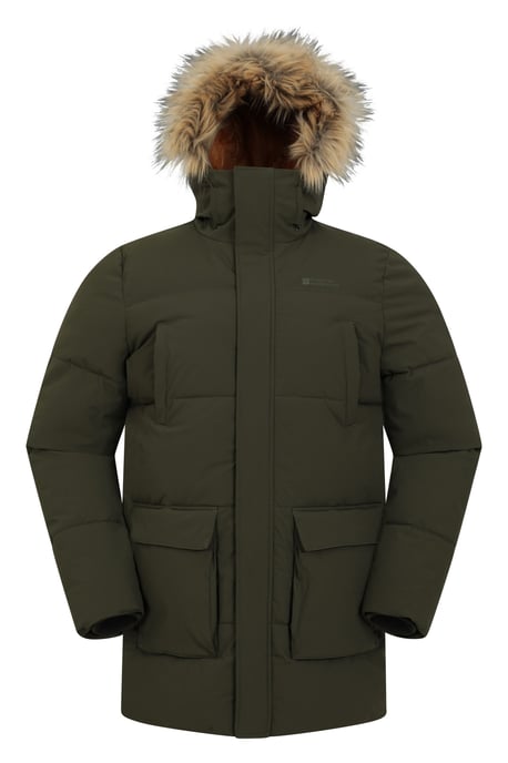 'Fern' Men's Padded Parka Jacket Water Resistant Warm Coat Khaki - Image 4