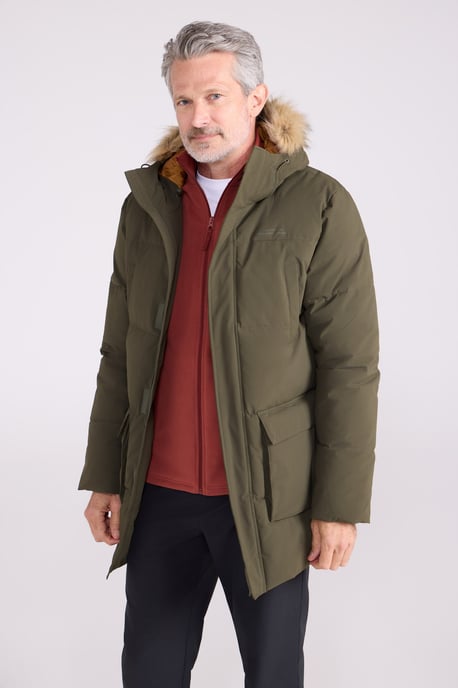 'Fern' Men's Padded Parka Jacket Water Resistant Warm Coat Khaki - Image 5