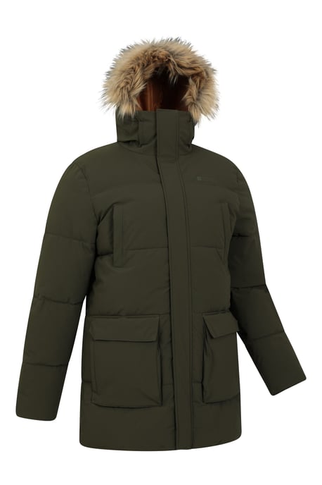 'Fern' Men's Padded Parka Jacket Water Resistant Warm Coat Khaki - Image 6