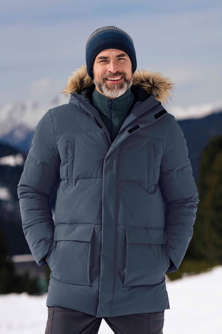 'Fern' Men's Padded Parka Jacket Water Resistant Warm Coat Navy - Image 6
