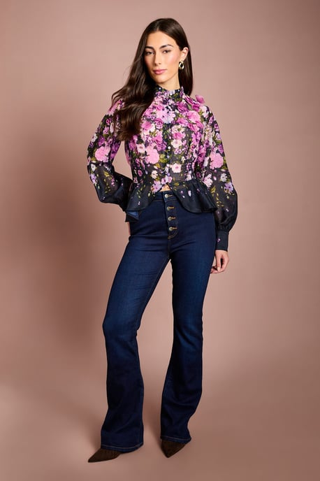 3D Flower Printed Organza Blouse - Image 4